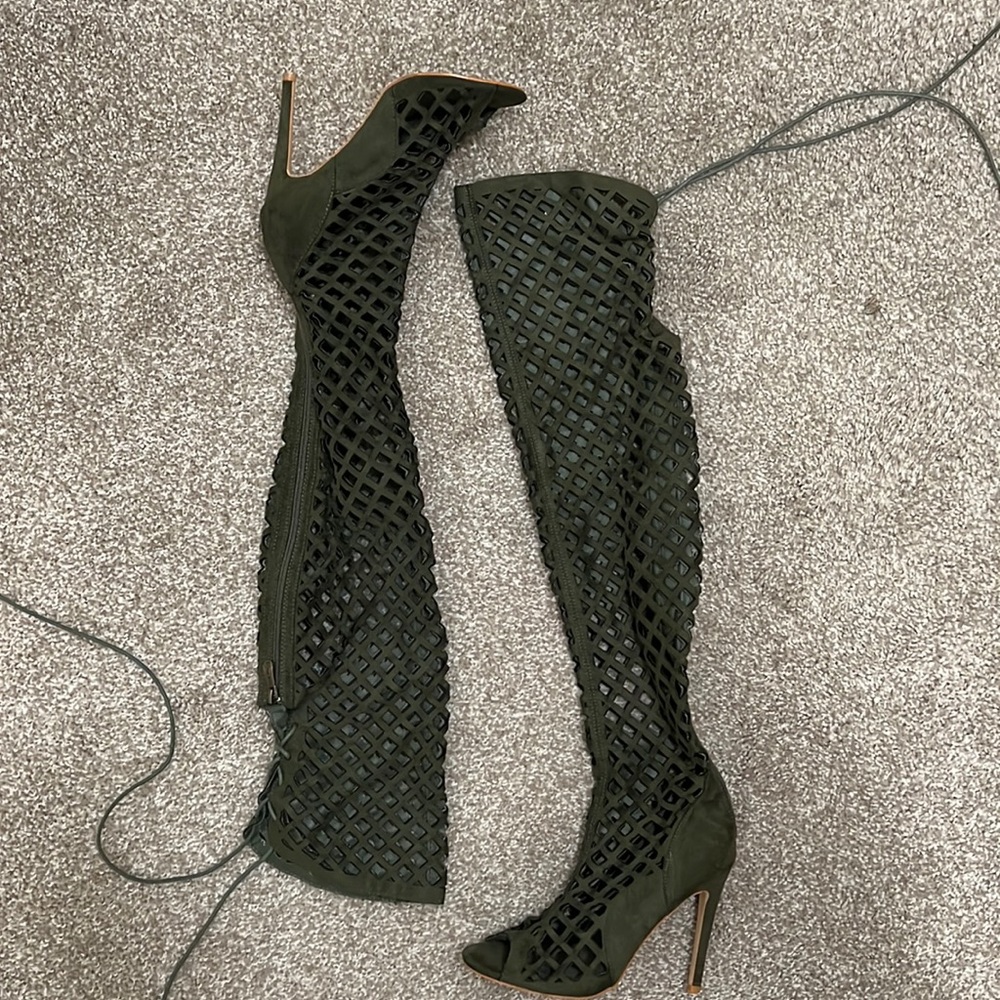 Cape Robbin green knee high boots woman size 7